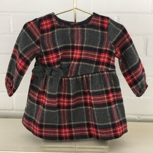 Zara Baby Girl Size 9/12 Months Red And Gray Classic Plaid Holiday Dress